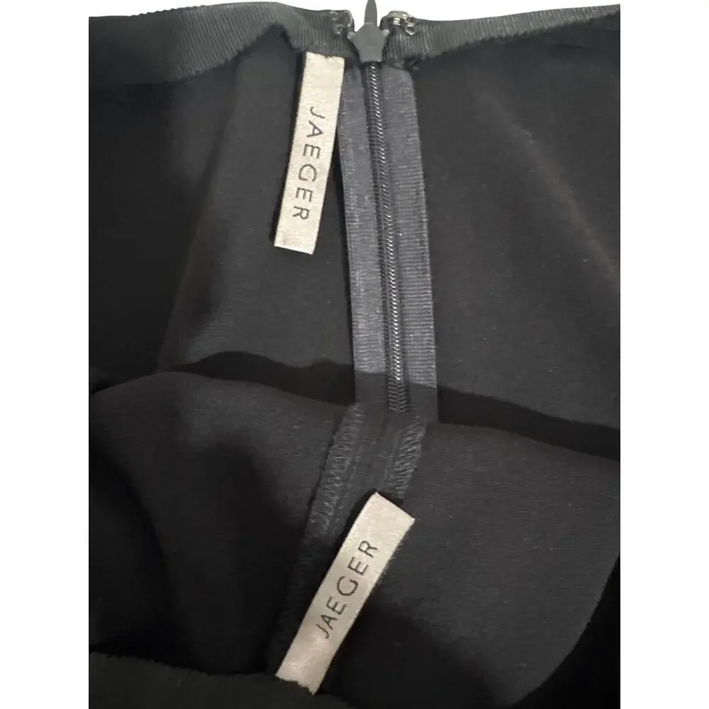 Jaeger Midi Black Zipper Skirt Sexy Wavy Hem - Size: Approx 8-10